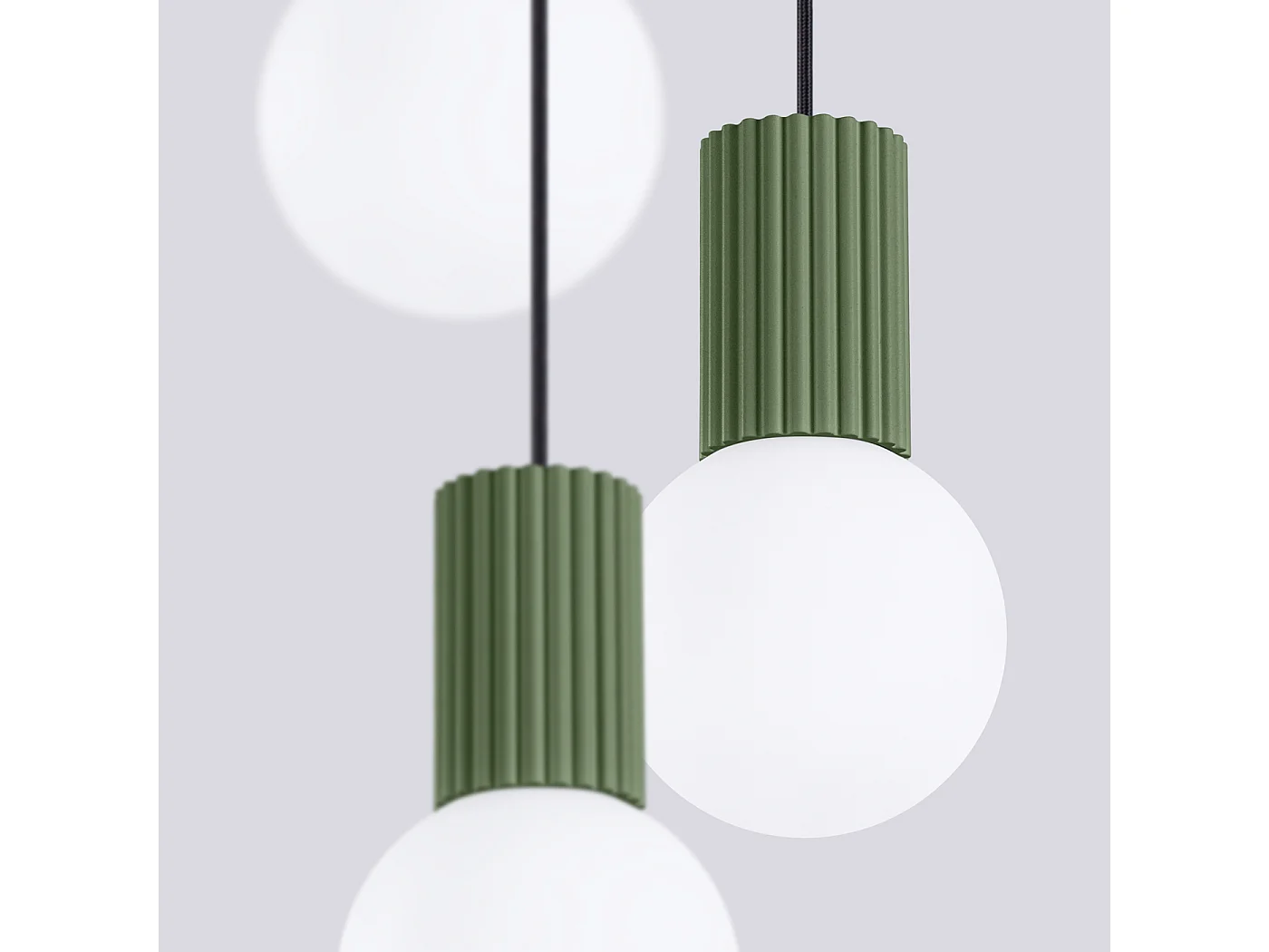 Lampe À Suspension Halo Moderne En Aluminium/Verre - 3 Sources Lumineuses - L.25 X H.125 Cm - Vert Olive