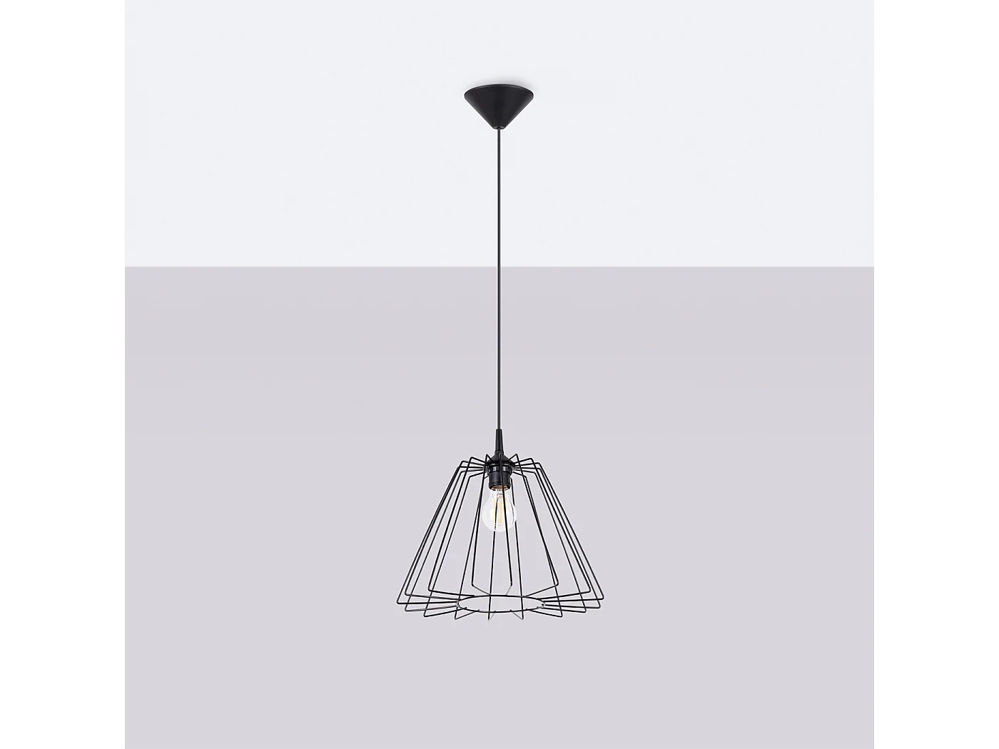 Lampe À Suspension Trapo Moderne En Acier - 1 Sources Lumineuses - L.35 X H.91 Cm - Noir