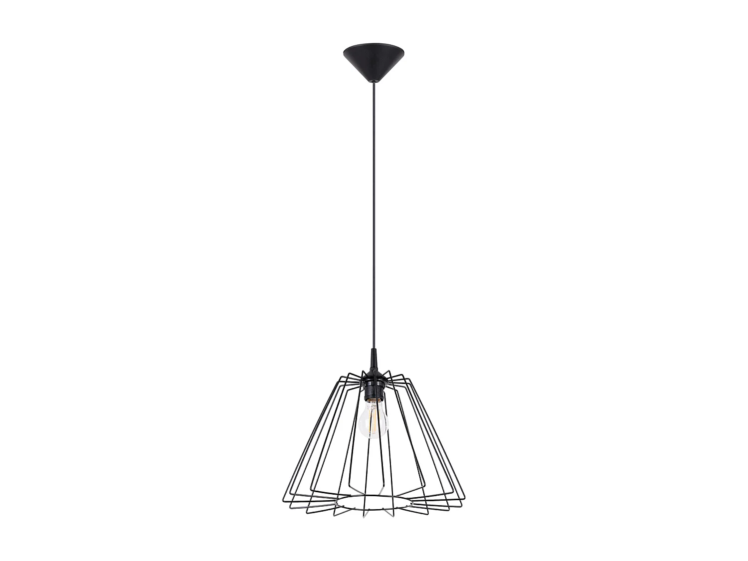 Lampe À Suspension Trapo Moderne En Acier - 1 Sources Lumineuses - L.35 X H.91 Cm - Noir