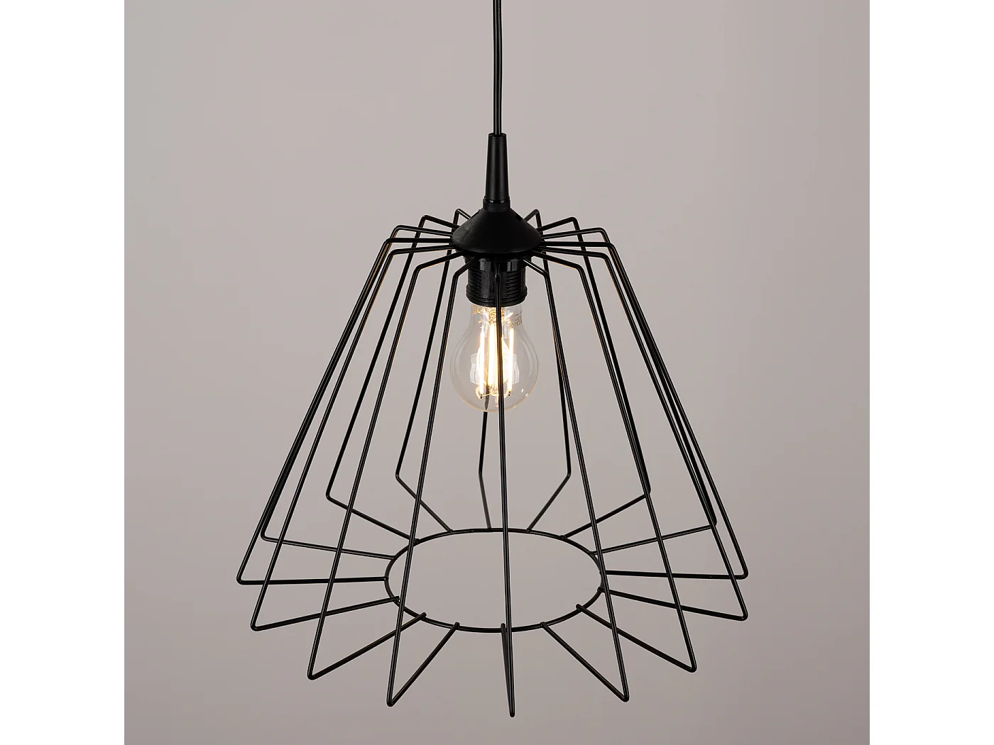 Lampe À Suspension Trapo Moderne En Acier - 1 Sources Lumineuses - L.35 X H.91 Cm - Noir