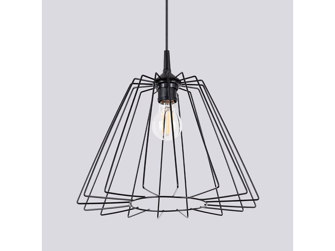 Lampe À Suspension Trapo Moderne En Acier - 1 Sources Lumineuses - L.35 X H.91 Cm - Noir