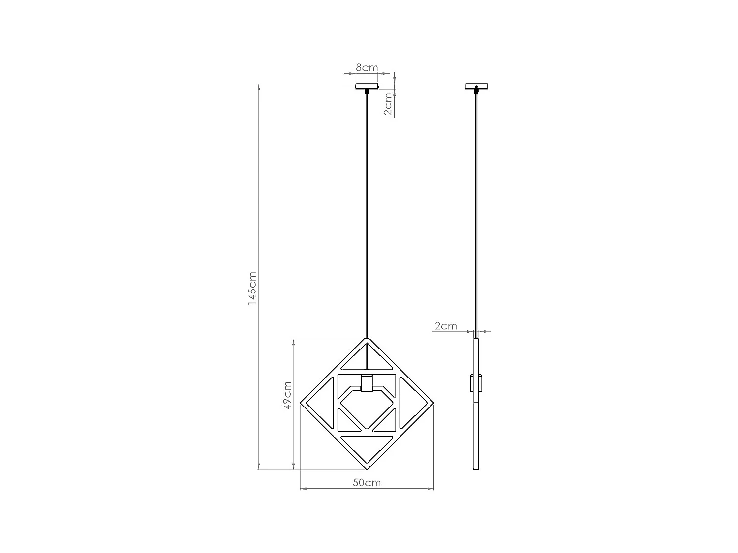 Lampe À Suspension Caro Moderne En Bois - 1 Sources Lumineuses - L.50 X H.145 Cm - Bois Naturel/Noir