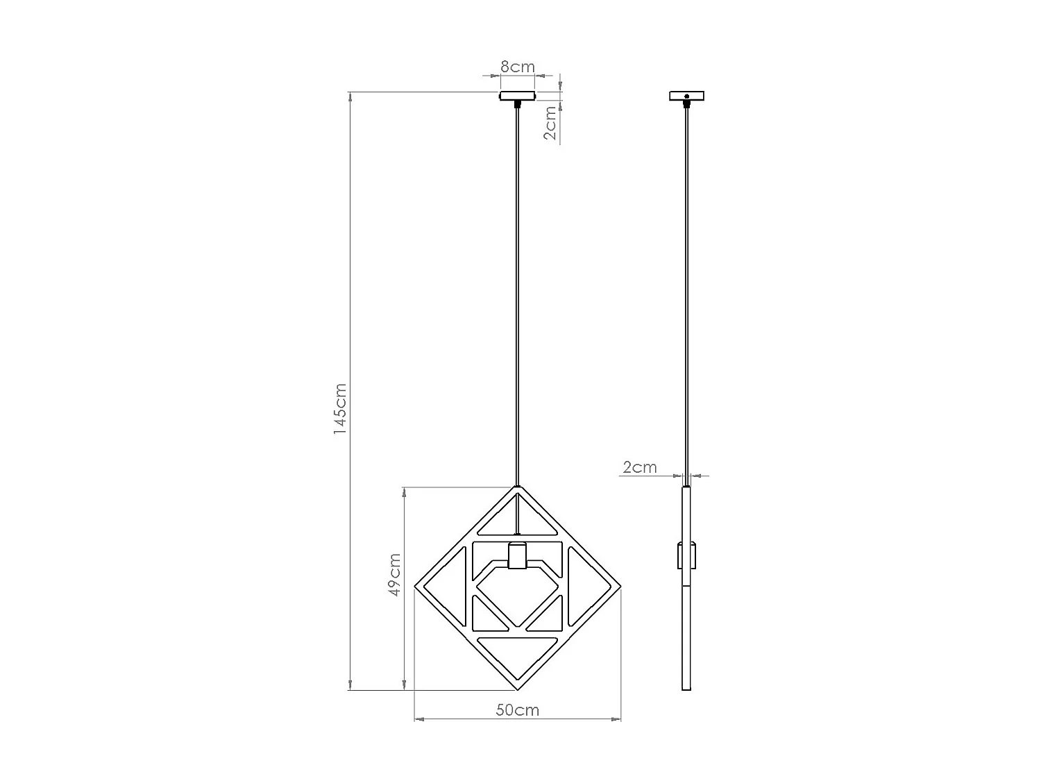 Lampe À Suspension Caro Moderne En Bois - 1 Sources Lumineuses - L.50 X H.145 Cm - Bois Naturel/Noir