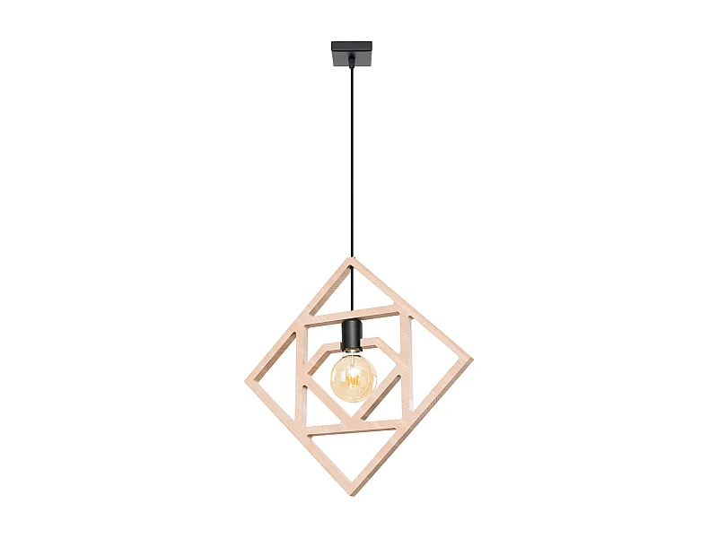 Pendelleuchte Caro Modern Aus  Holz - 1 Lichtquellen - L.50 X H. Cm - Naturholz/Schwarz