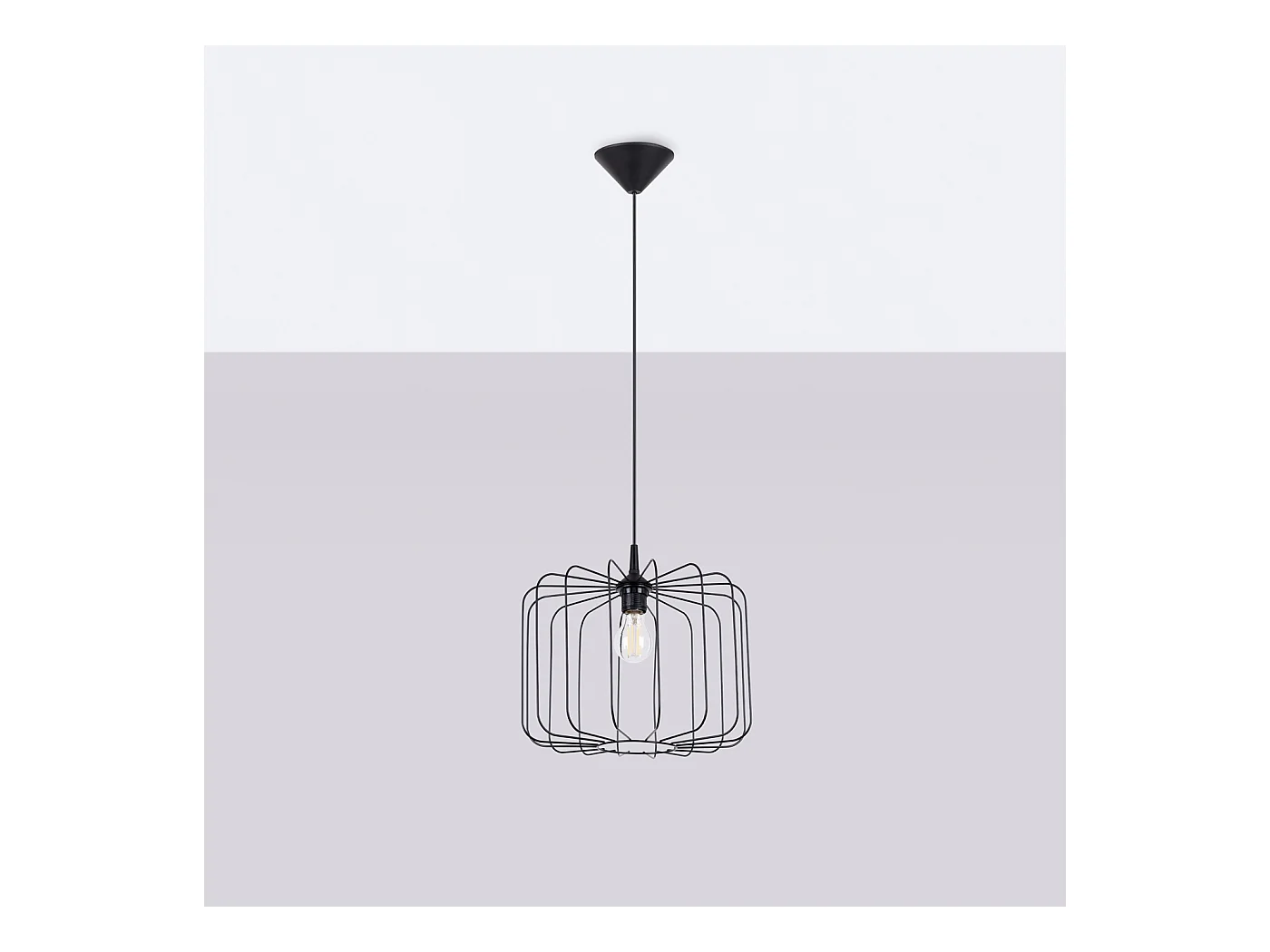 Lampe À Suspension Skaar Moderne En Acier - 1 Sources Lumineuses - L.34,5 X H.91 Cm - Noir