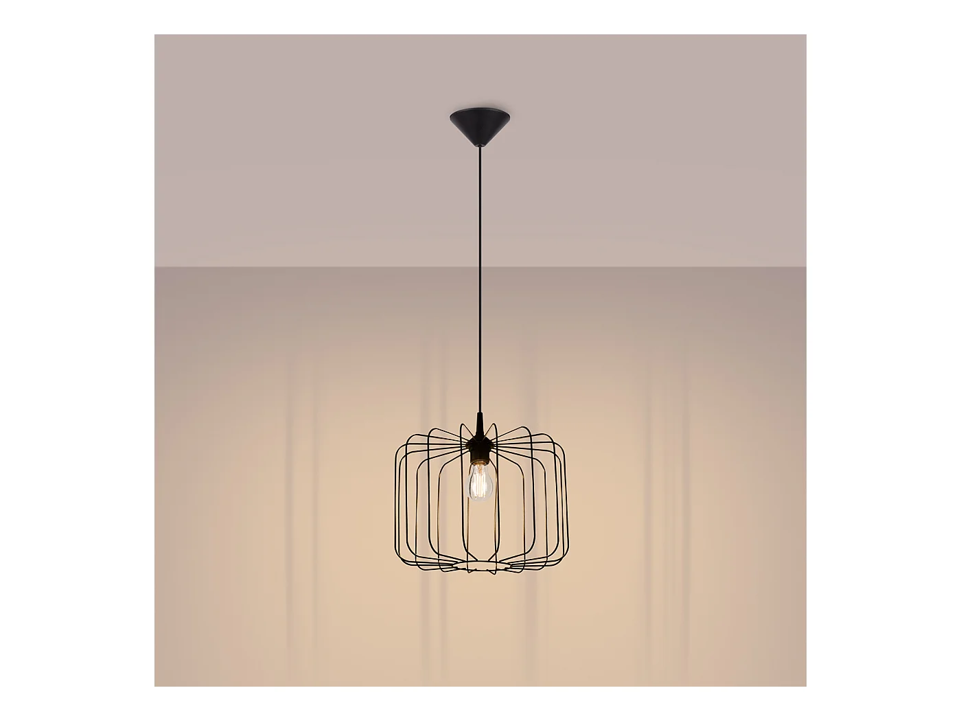 Lampe À Suspension Skaar Moderne En Acier - 1 Sources Lumineuses - L.34,5 X H.91 Cm - Noir