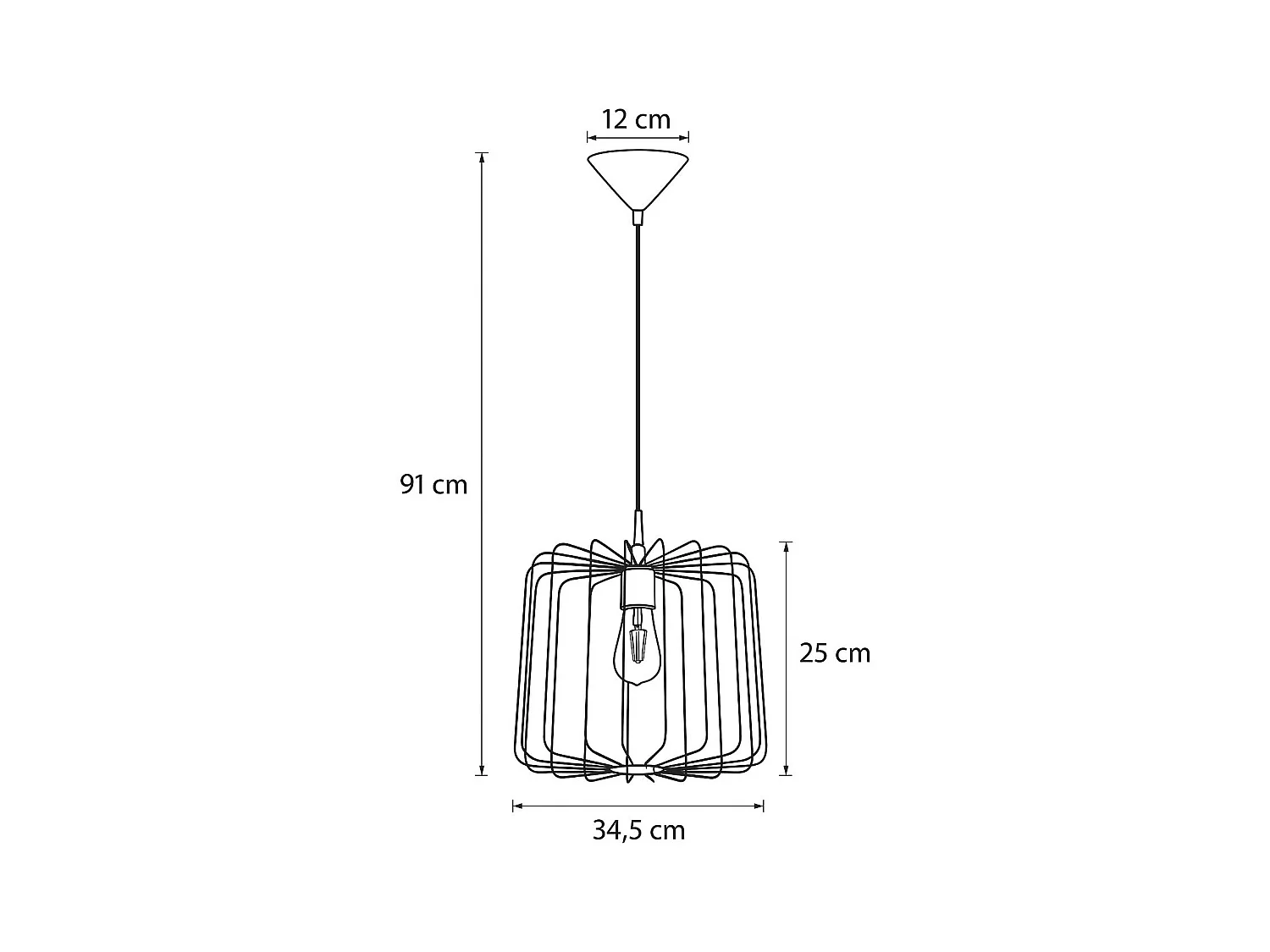 Lampe À Suspension Skaar Moderne En Acier - 1 Sources Lumineuses - L.34,5 X H.91 Cm - Noir