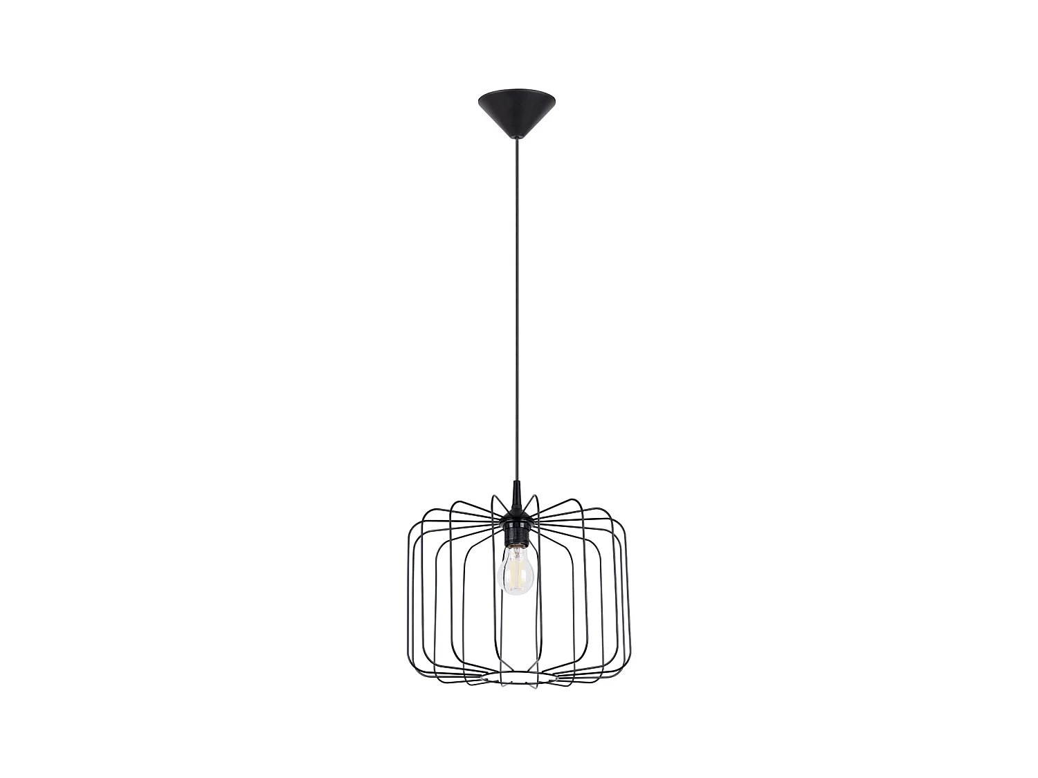 Lámpara Colgante Skaar Moderno De Acero - 1 Fuentes Luminosas - L.34,5 X A.91 Cm - Negro