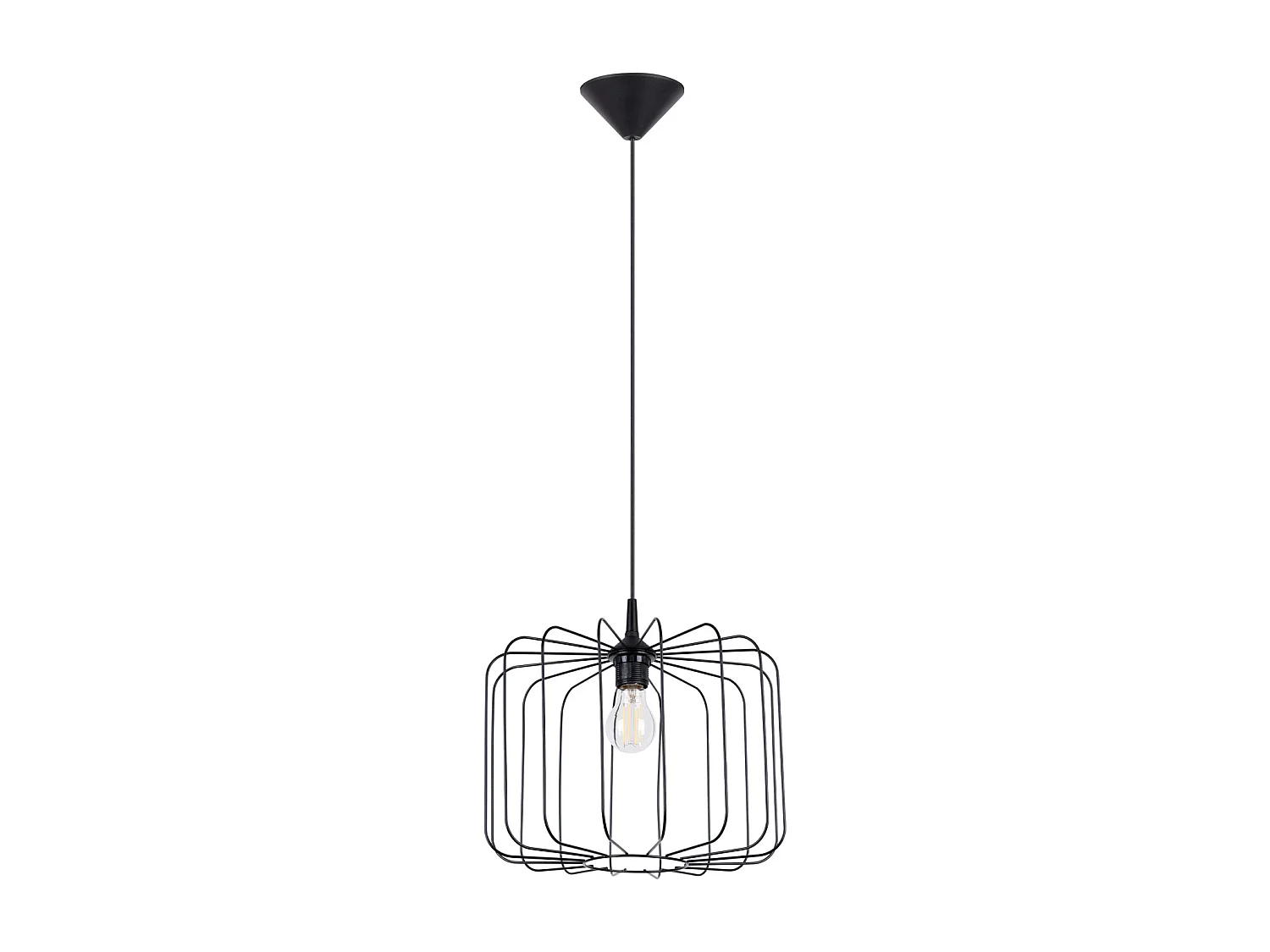 Lampe À Suspension Skaar Moderne En Acier - 1 Sources Lumineuses - L.34,5 X H.91 Cm - Noir