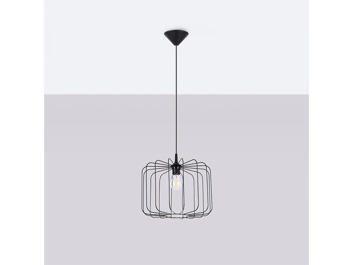 Lampe À Suspension Skaar Moderne En Acier - 1 Sources Lumineuses - L.34,5 X H.91 Cm - Noir