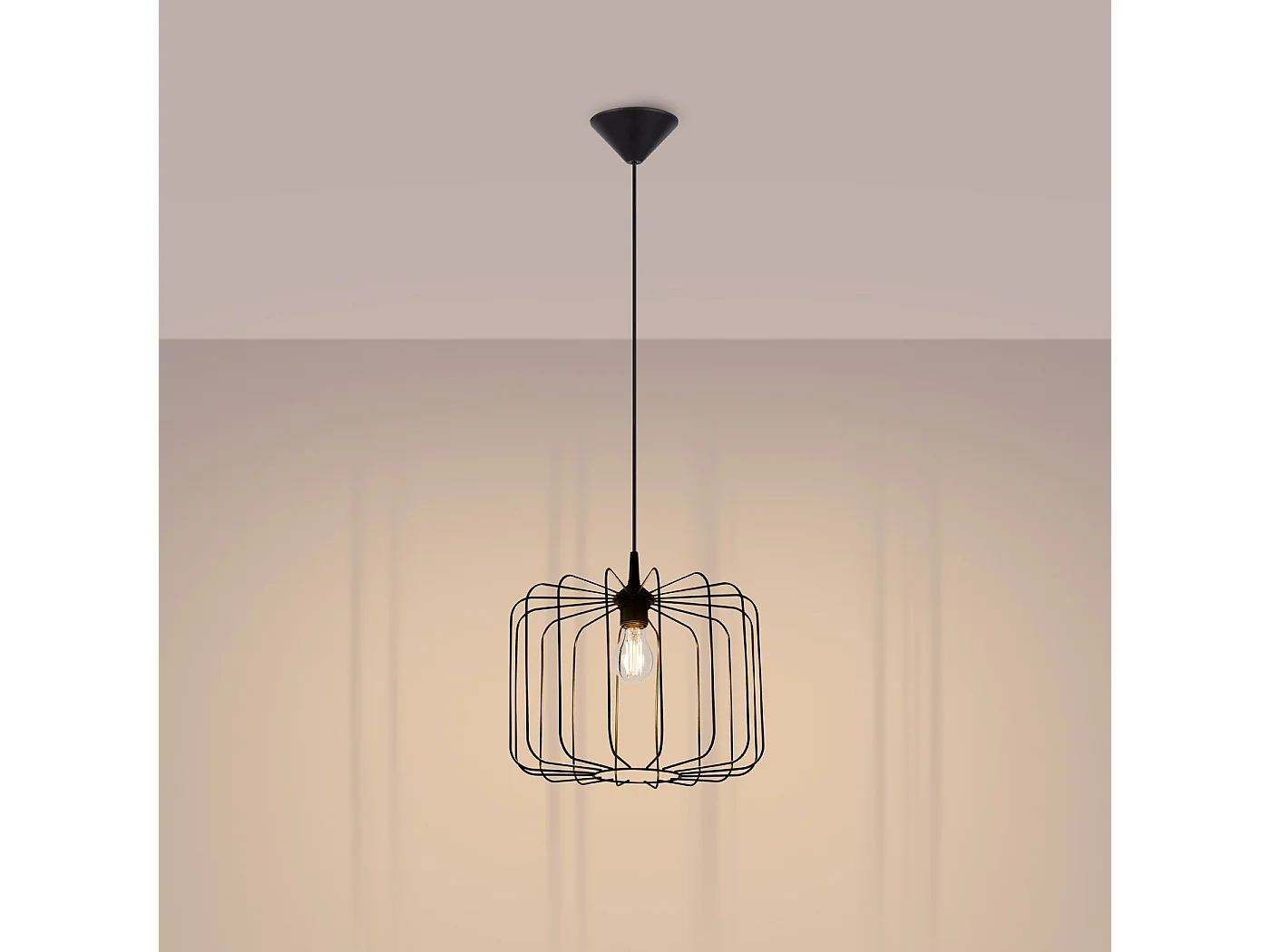 Lampe À Suspension Skaar Moderne En Acier - 1 Sources Lumineuses - L.34,5 X H.91 Cm - Noir