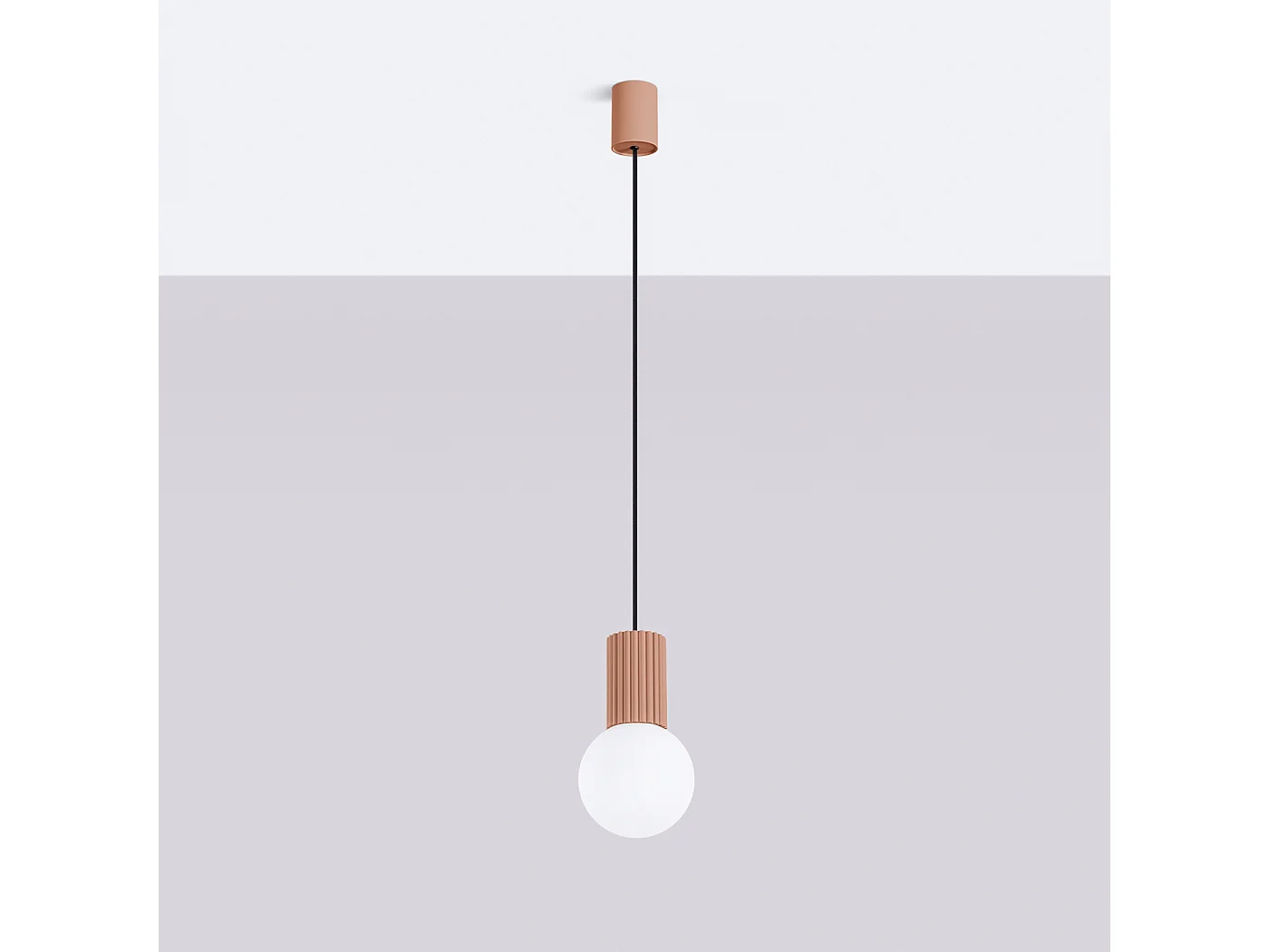 Lampe À Suspension Halo Moderne En Aluminium/Verre - 1 Sources Lumineuses - L.12 X H.120 Cm - Moka