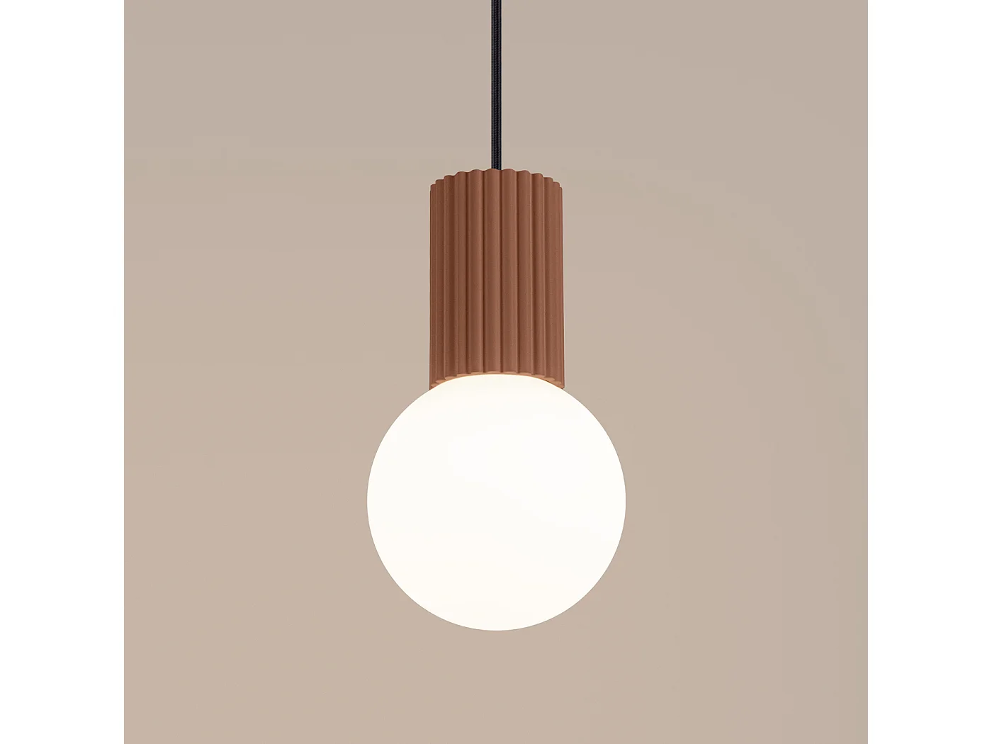 Lampe À Suspension Halo Moderne En Aluminium/Verre - 1 Sources Lumineuses - L.12 X H.120 Cm - Moka