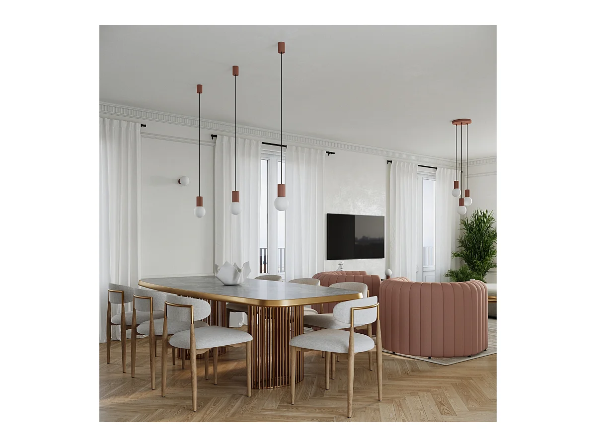 Pendelleuchte Halo Modern Aus  Aluminium/Glas - 1 Lichtquellen - L.12 X H. Cm - Mokka