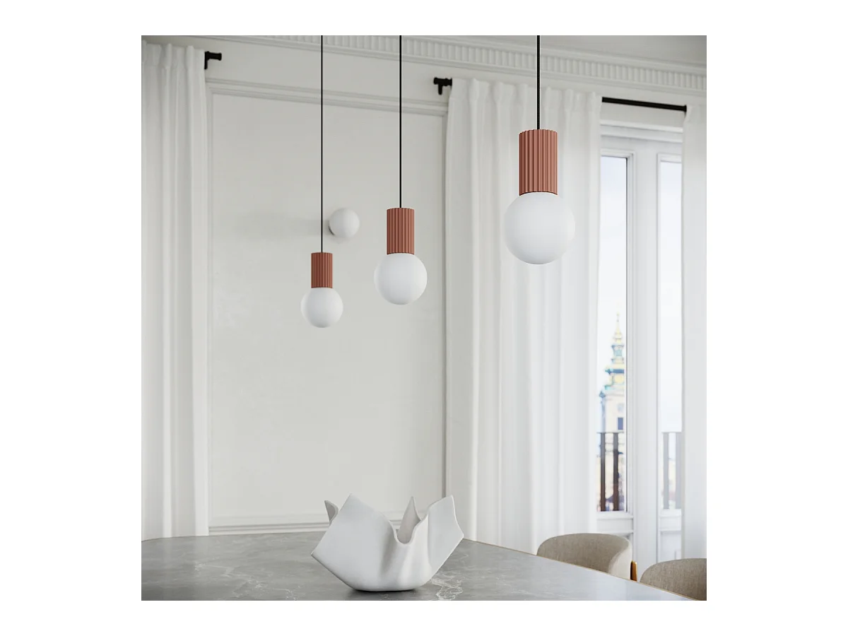 Pendelleuchte Halo Modern Aus  Aluminium/Glas - 1 Lichtquellen - L.12 X H. Cm - Mokka