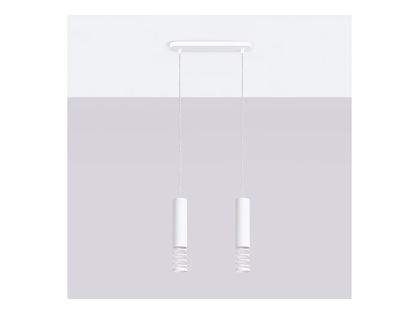 Lampe À Suspension Lami Moderne En Acier - 2 Sources Lumineuses - L.33 X H.125 Cm - Blanc