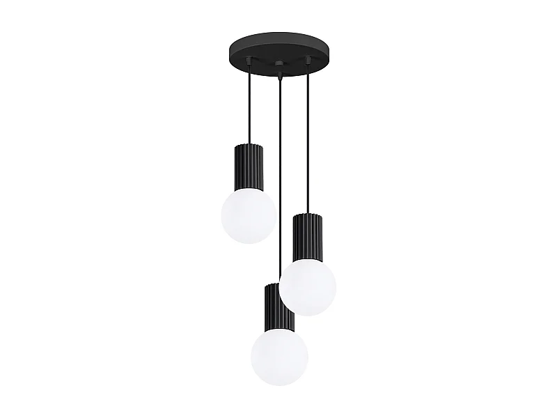 Pendelleuchte Halo Modern Aus  Aluminium/Glas - 3 Lichtquellen - L.25 X H. Cm - Schwarz