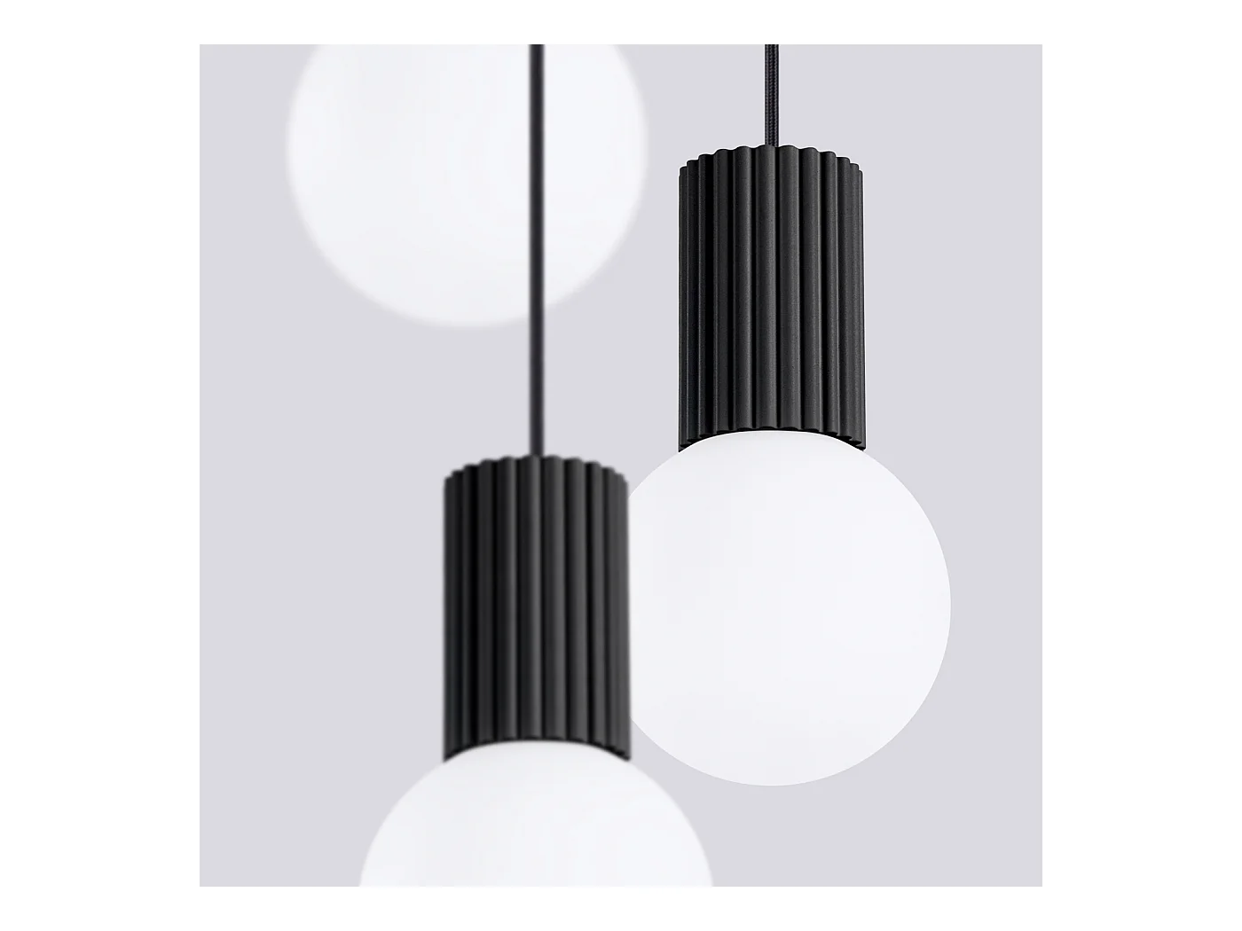 Lampe À Suspension Halo Moderne En Aluminium/Verre - 3 Sources Lumineuses - L.25 X H.125 Cm - Noir