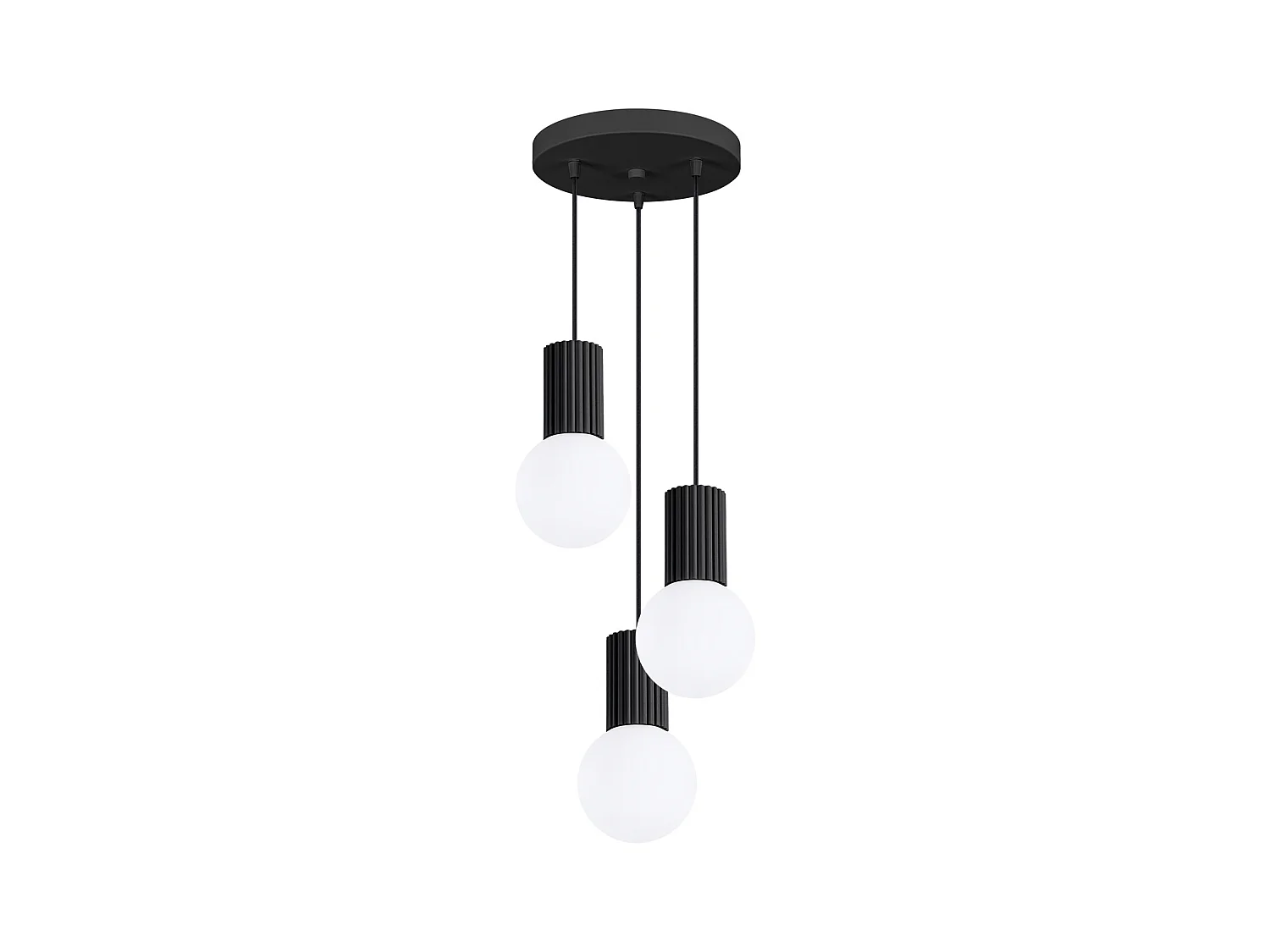 Lampe À Suspension Halo Moderne En Aluminium/Verre - 3 Sources Lumineuses - L.25 X H.125 Cm - Noir