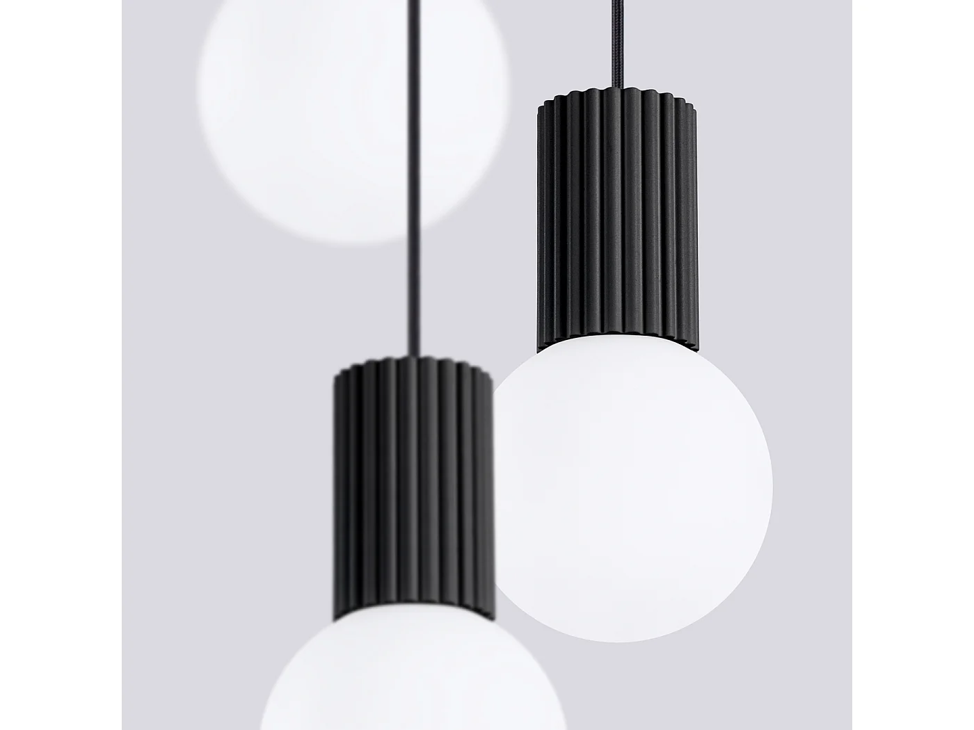 Lampe À Suspension Halo Moderne En Aluminium/Verre - 3 Sources Lumineuses - L.25 X H.125 Cm - Noir
