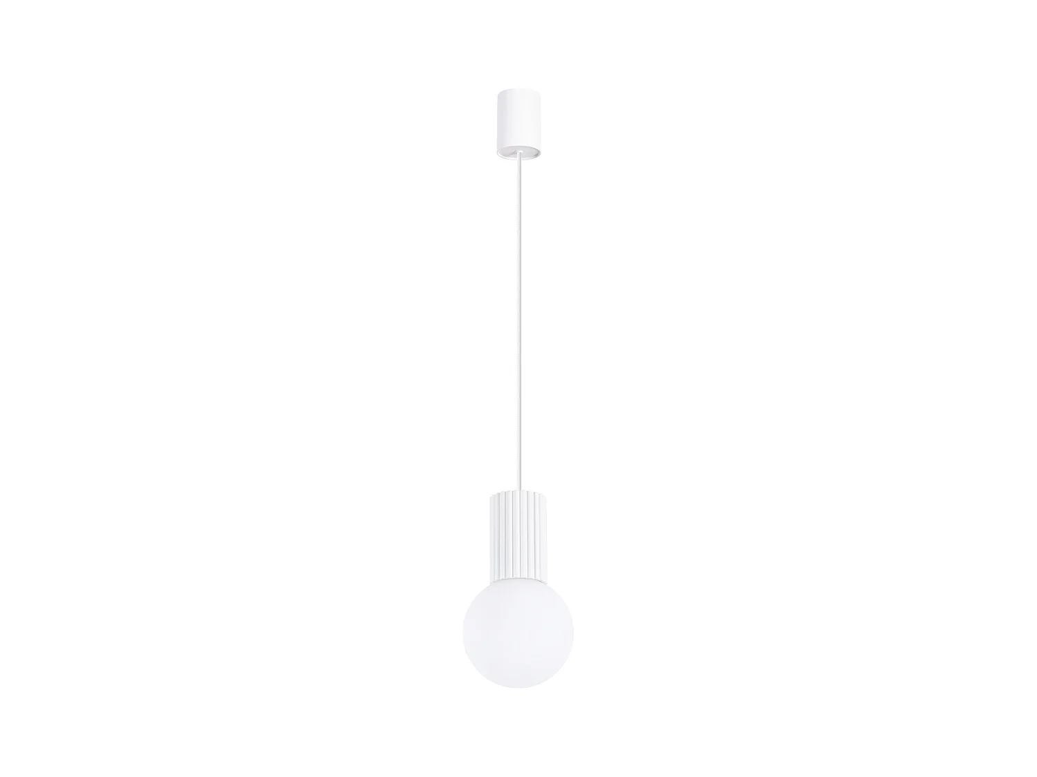 Lampe À Suspension Halo Moderne En Aluminium/Verre - 1 Sources Lumineuses - L.12 X H.120 Cm - Blanc