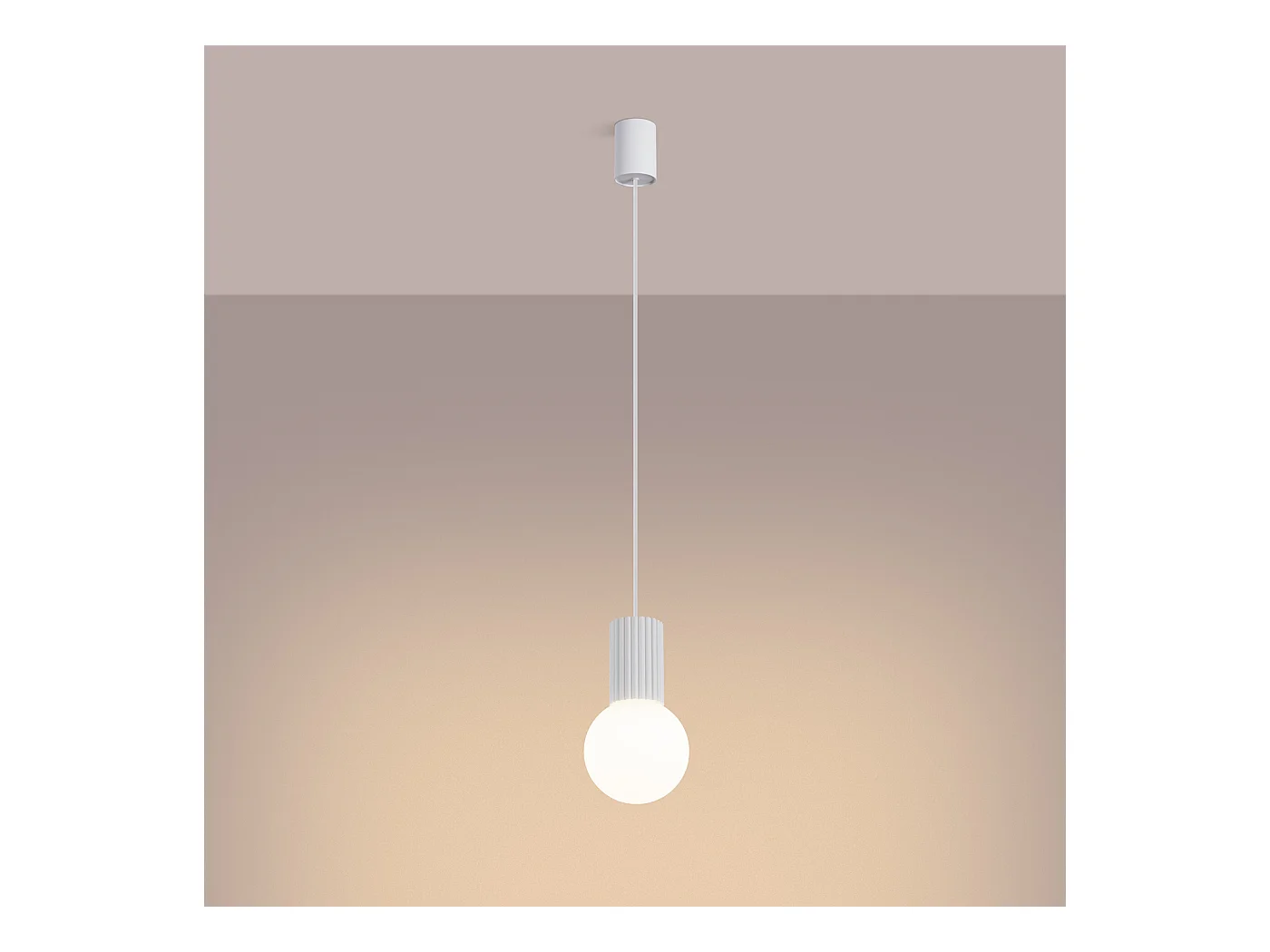 Lampe À Suspension Halo Moderne En Aluminium/Verre - 1 Sources Lumineuses - L.12 X H.120 Cm - Blanc