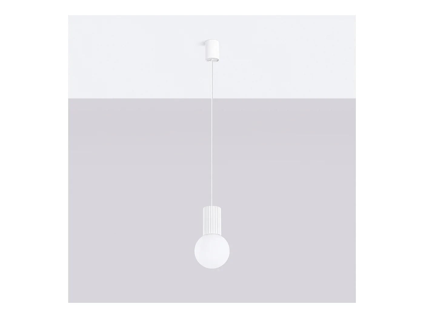Lampe À Suspension Halo Moderne En Aluminium/Verre - 1 Sources Lumineuses - L.12 X H.120 Cm - Blanc