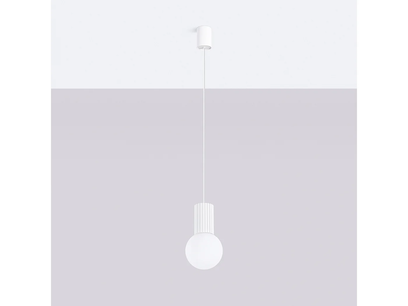 Lampe À Suspension Halo Moderne En Aluminium/Verre - 1 Sources Lumineuses - L.12 X H.120 Cm - Blanc