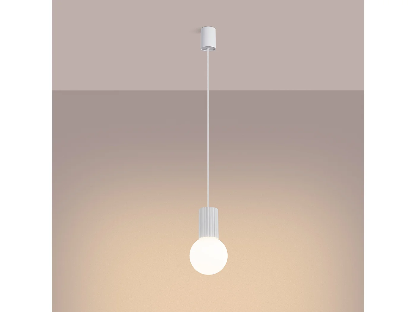 Lampe À Suspension Halo Moderne En Aluminium/Verre - 1 Sources Lumineuses - L.12 X H.120 Cm - Blanc