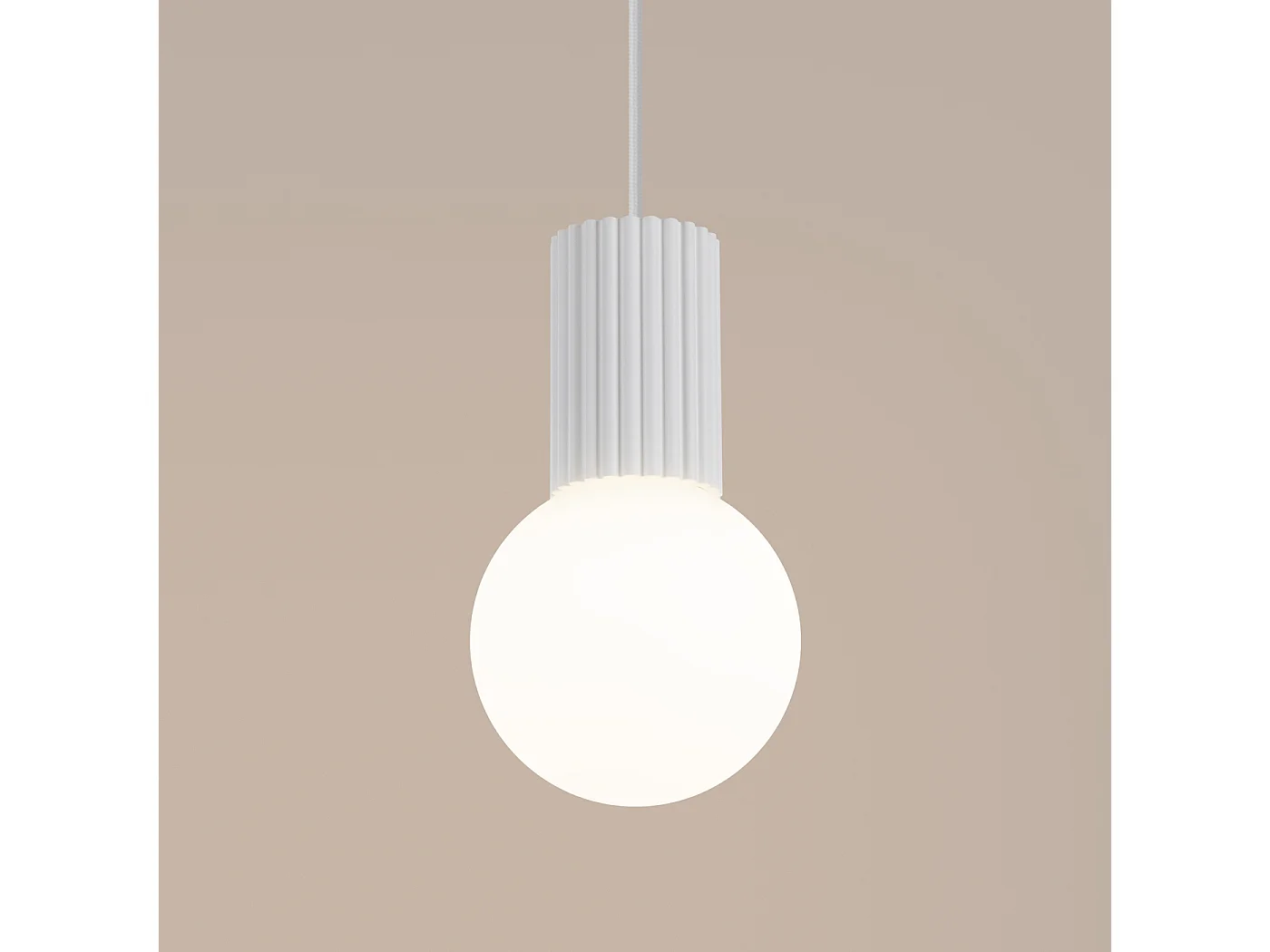 Lampe À Suspension Halo Moderne En Aluminium/Verre - 1 Sources Lumineuses - L.12 X H.120 Cm - Blanc