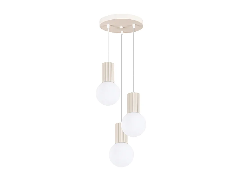 Lampe À Suspension Halo Moderne En Aluminium/Verre - 3 Sources Lumineuses - L.25 X H.125 Cm - Beige