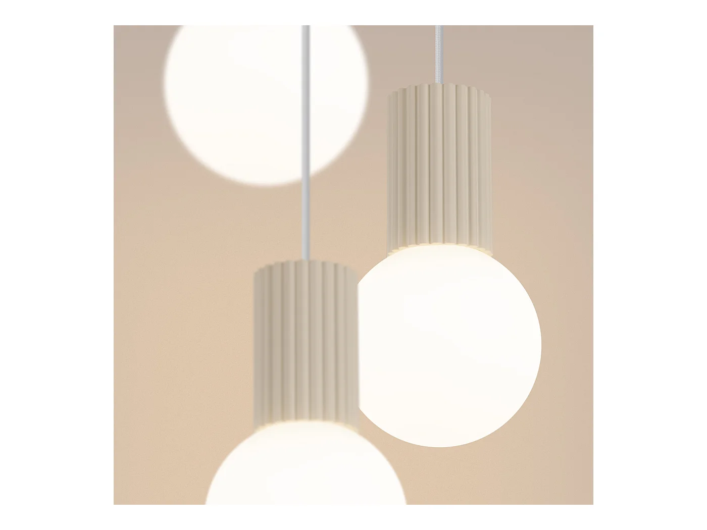 Lampa Wisząca Nowoczesny Halo, Aluminium/Szkło - 3 Źródło - L.25 X H.125 Cm - Beżowy