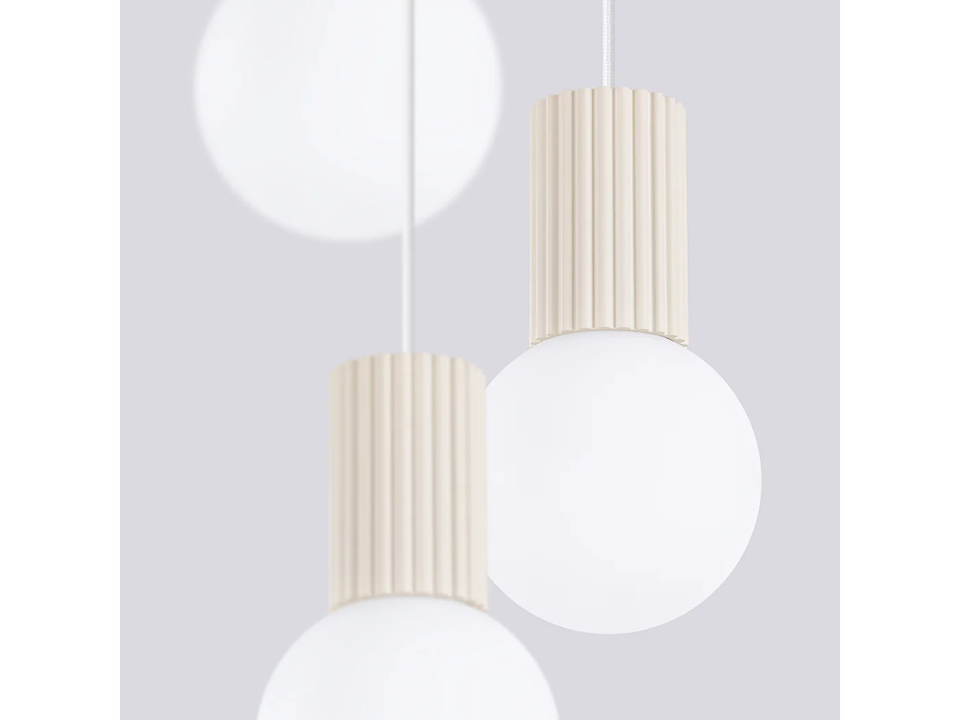 Lampe À Suspension Halo Moderne En Aluminium/Verre - 3 Sources Lumineuses - L.25 X H.125 Cm - Beige