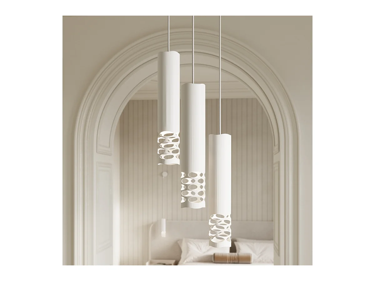 Lampe À Suspension Liro Moderne En Acier - 1 Sources Lumineuses - L.8 X H.125 Cm - Blanc