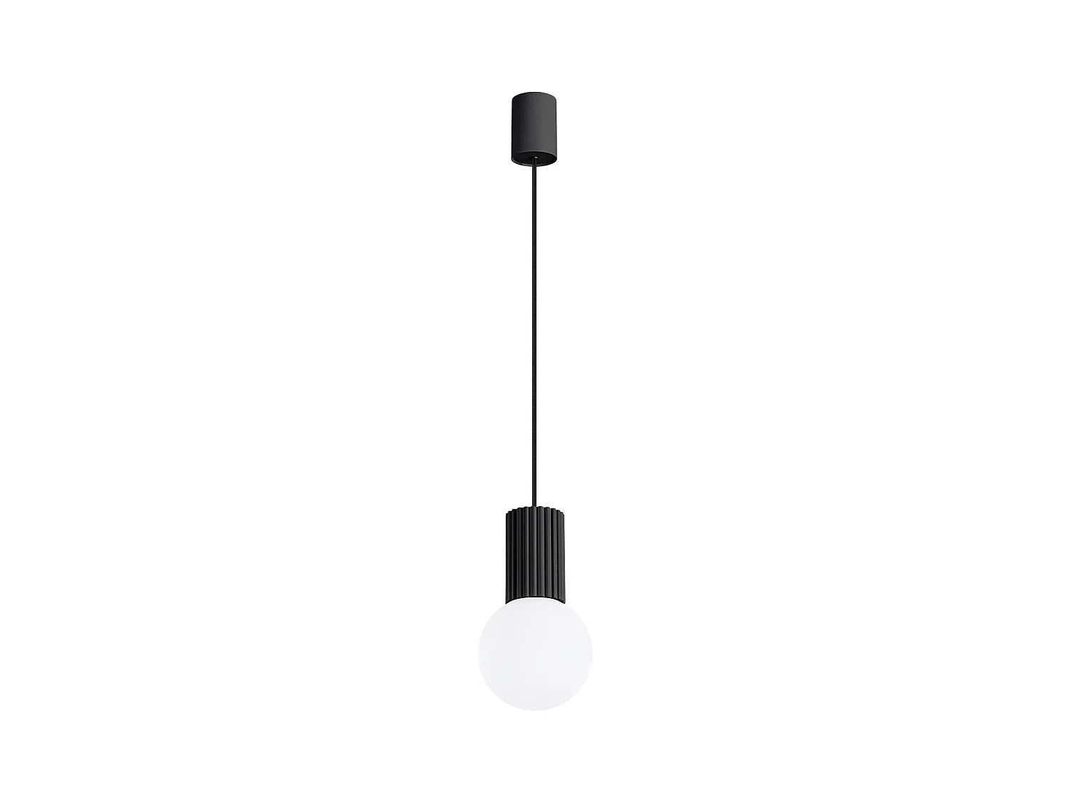 Lampe À Suspension Halo Moderne En Aluminium/Verre - 1 Sources Lumineuses - L.12 X H.120 Cm - Noir