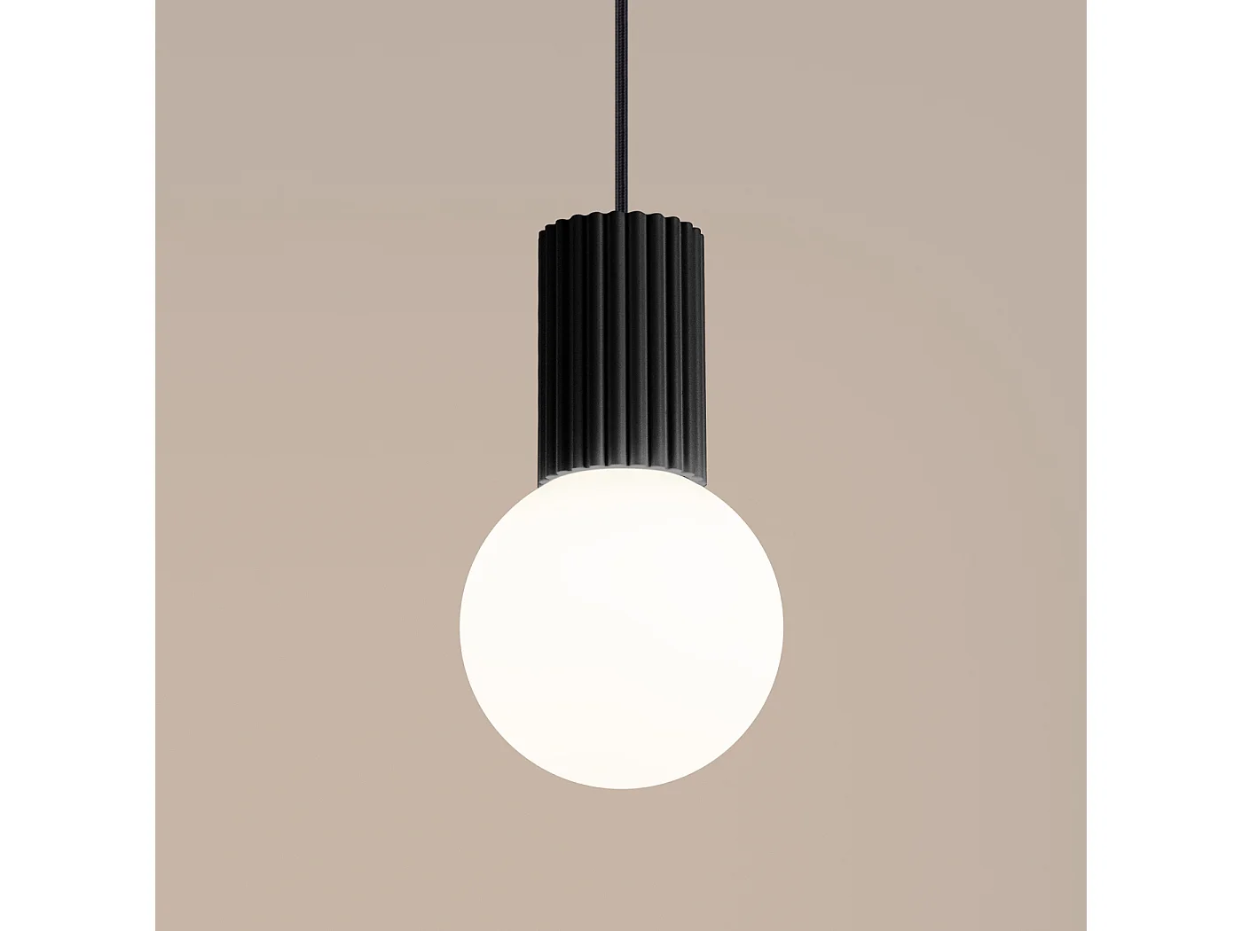 Lampe À Suspension Halo Moderne En Aluminium/Verre - 1 Sources Lumineuses - L.12 X H.120 Cm - Noir