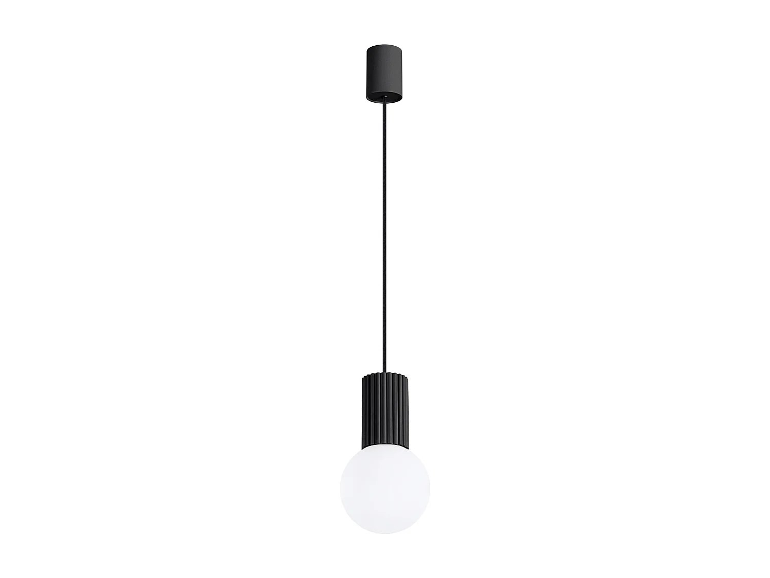 Lampe À Suspension Halo Moderne En Aluminium/Verre - 1 Sources Lumineuses - L.12 X H.120 Cm - Noir