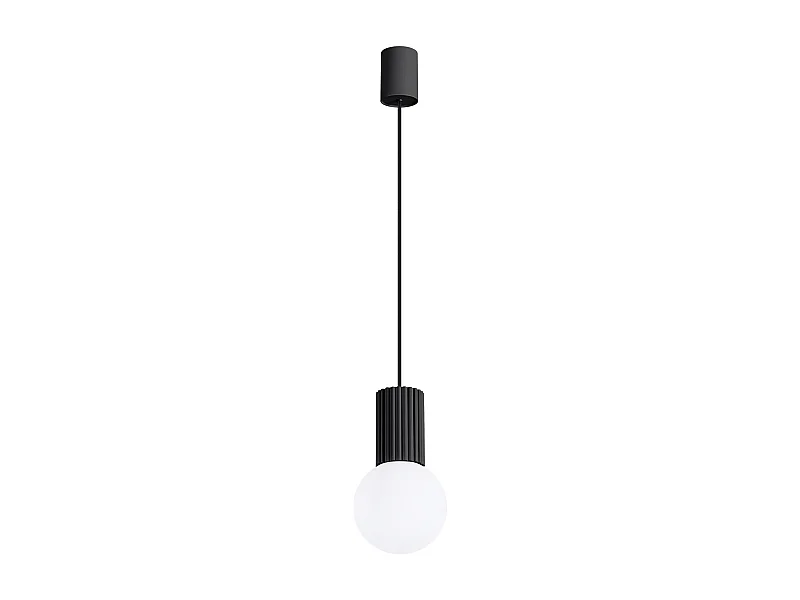 Lampe À Suspension Halo Moderne En Aluminium/Verre - 1 Sources Lumineuses - L.12 X H.120 Cm - Noir