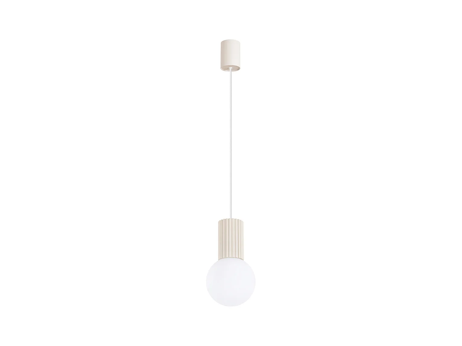 Lampe À Suspension Halo Moderne En Aluminium/Verre - 1 Sources Lumineuses - L.12 X H.120 Cm - Beige
