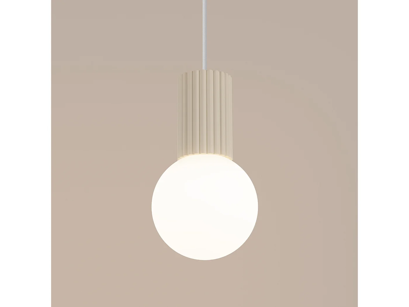 Lampe À Suspension Halo Moderne En Aluminium/Verre - 1 Sources Lumineuses - L.12 X H.120 Cm - Beige