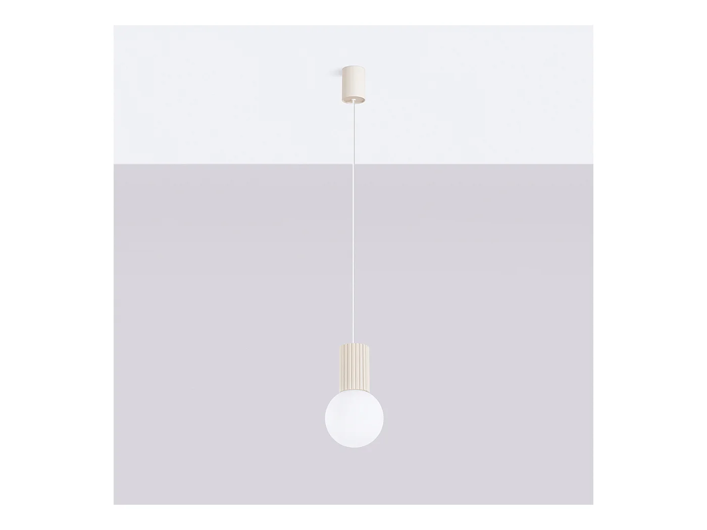 Lampe À Suspension Halo Moderne En Aluminium/Verre - 1 Sources Lumineuses - L.12 X H.120 Cm - Beige