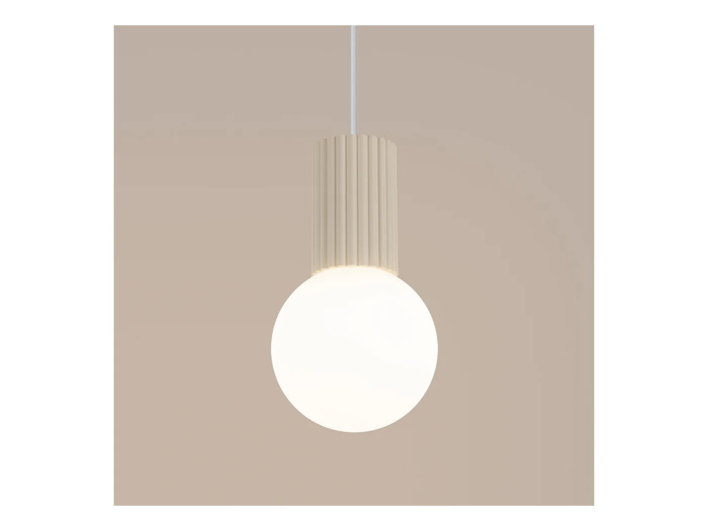 Lampe À Suspension Halo Moderne En Aluminium/Verre - 1 Sources Lumineuses - L.12 X H.120 Cm - Beige