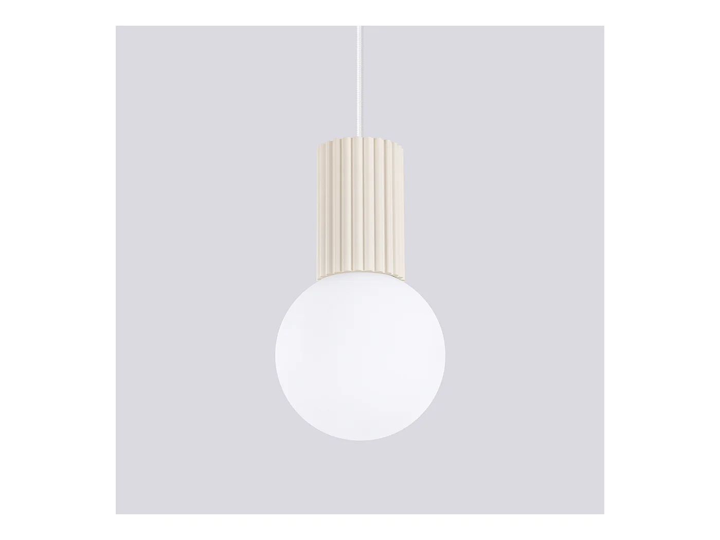 Lampe À Suspension Halo Moderne En Aluminium/Verre - 1 Sources Lumineuses - L.12 X H.120 Cm - Beige