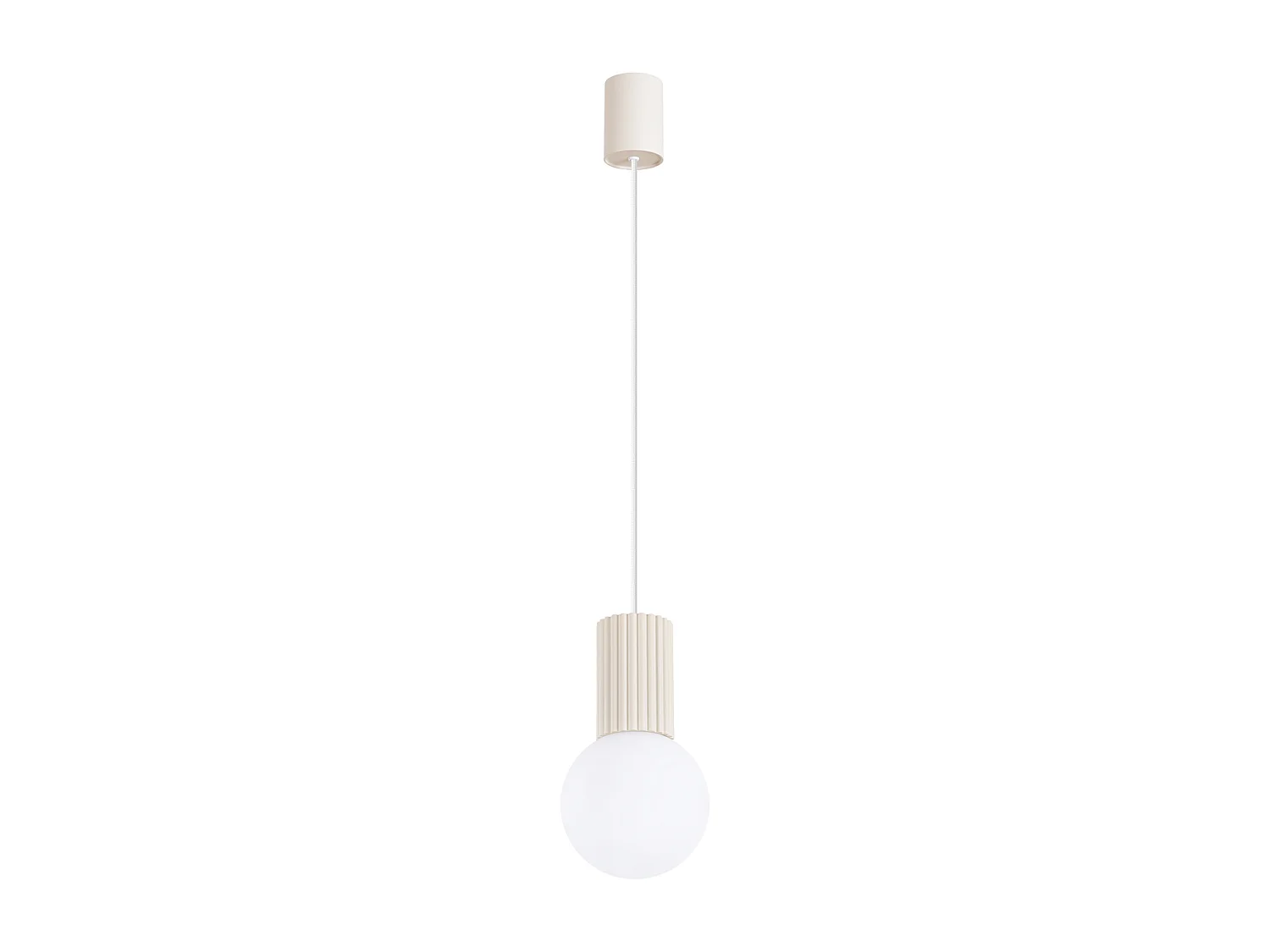 Lampe À Suspension Halo Moderne En Aluminium/Verre - 1 Sources Lumineuses - L.12 X H.120 Cm - Beige