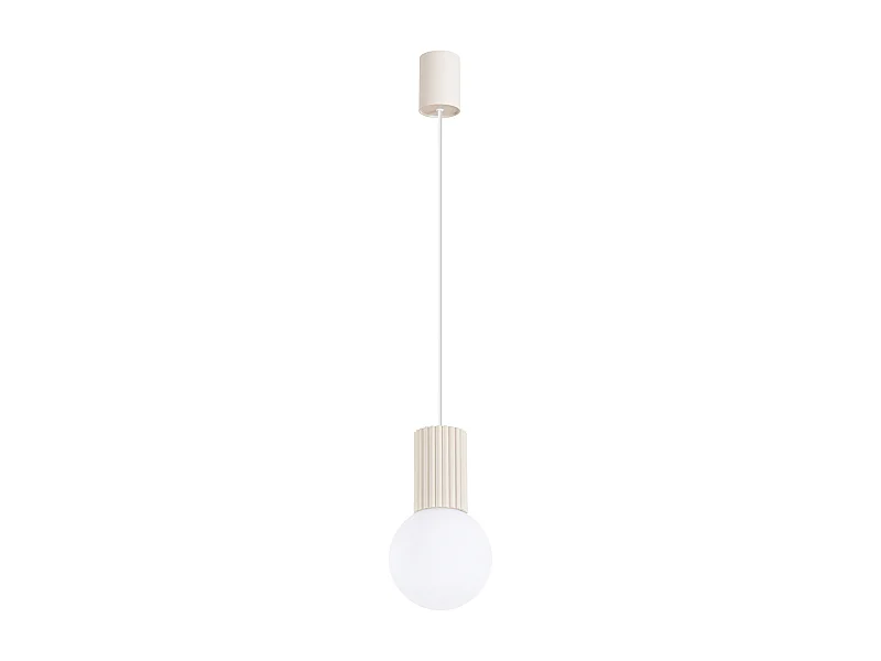 Luminária Pendente Halo Moderno, Alumínio/Vidro - 1 Lichtbronnen - L.12 X H.120 Cm - Bege