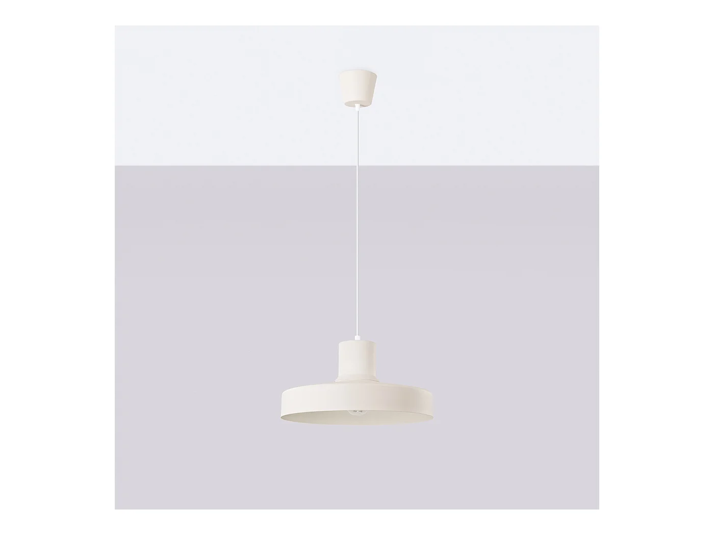 Lampe À Suspension Bilo Moderne En Acier - 1 Sources Lumineuses - L.35 X H.120 Cm - Beige