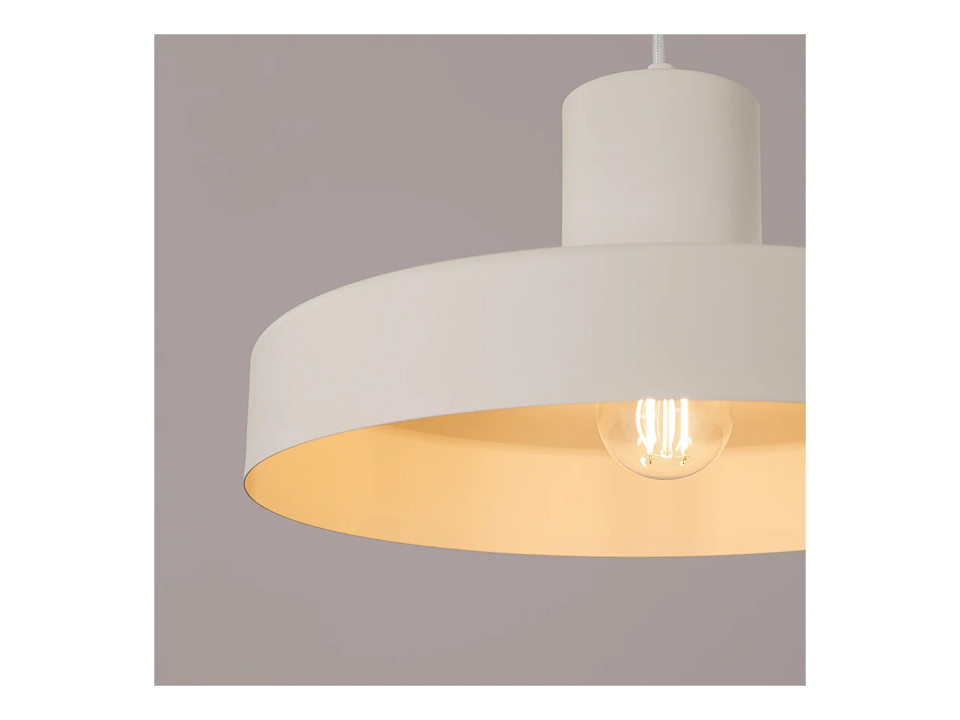 Lampe À Suspension Bilo Moderne En Acier - 1 Sources Lumineuses - L.35 X H.120 Cm - Beige