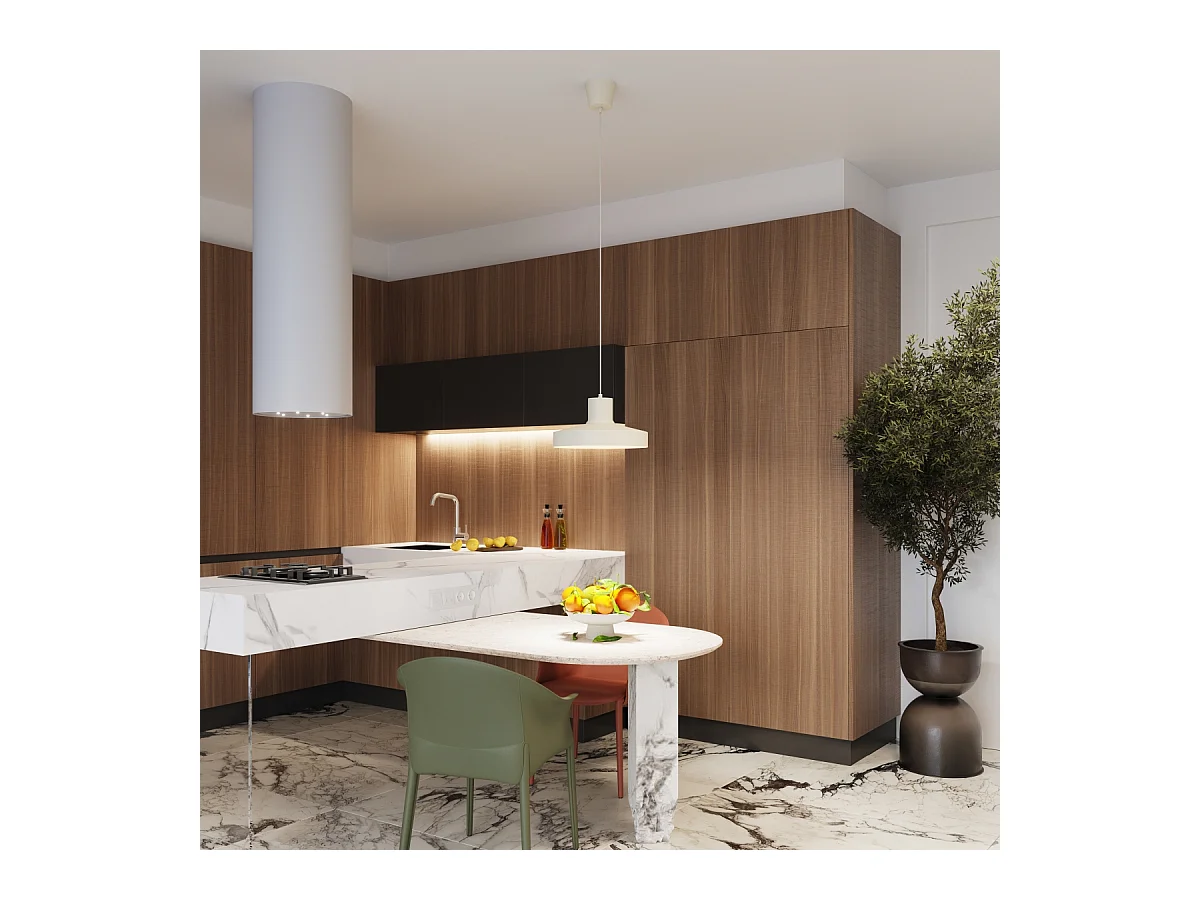 Lampe À Suspension Bilo Moderne En Acier - 1 Sources Lumineuses - L.35 X H.120 Cm - Beige