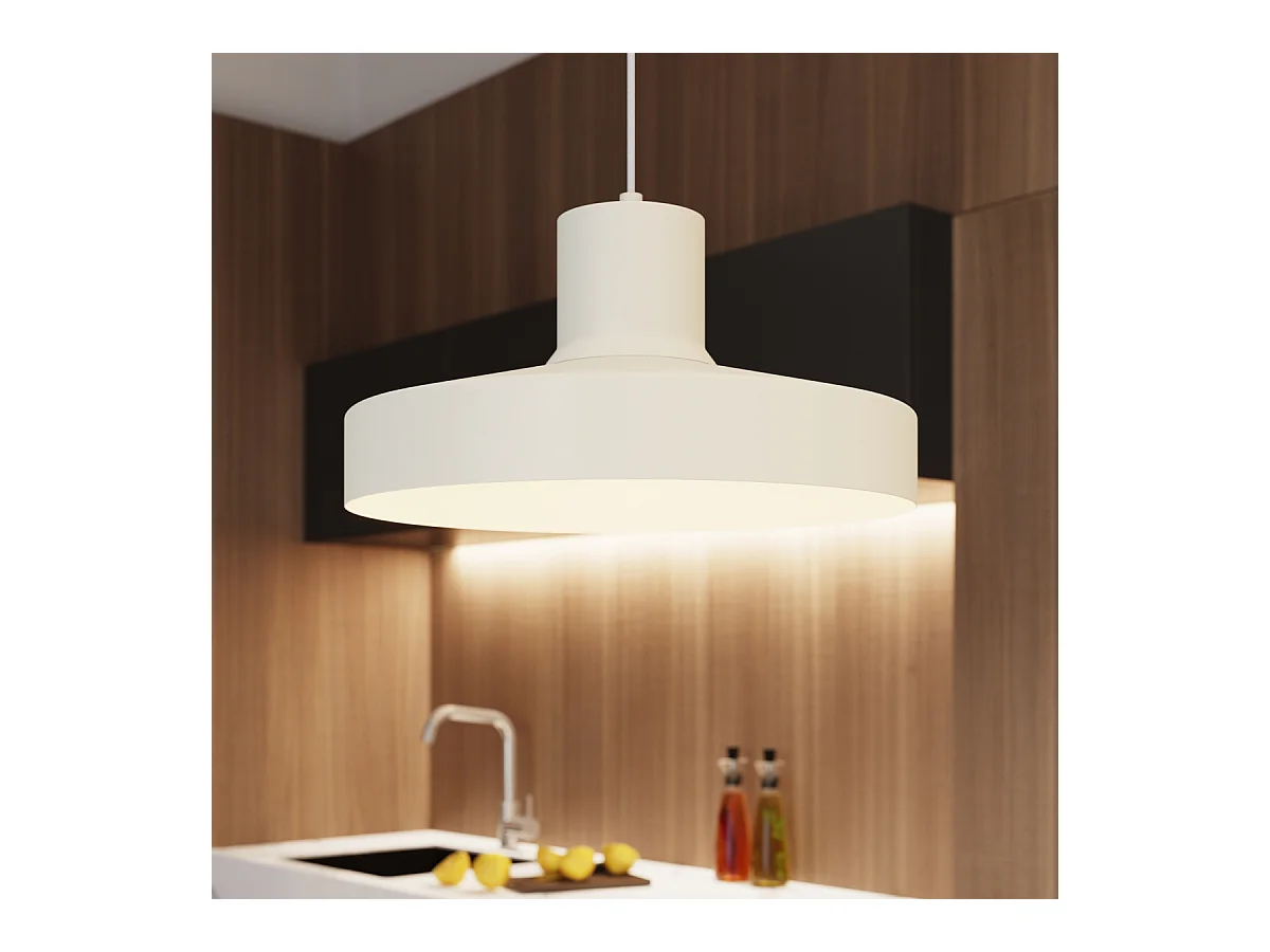 Lampe À Suspension Bilo Moderne En Acier - 1 Sources Lumineuses - L.35 X H.120 Cm - Beige