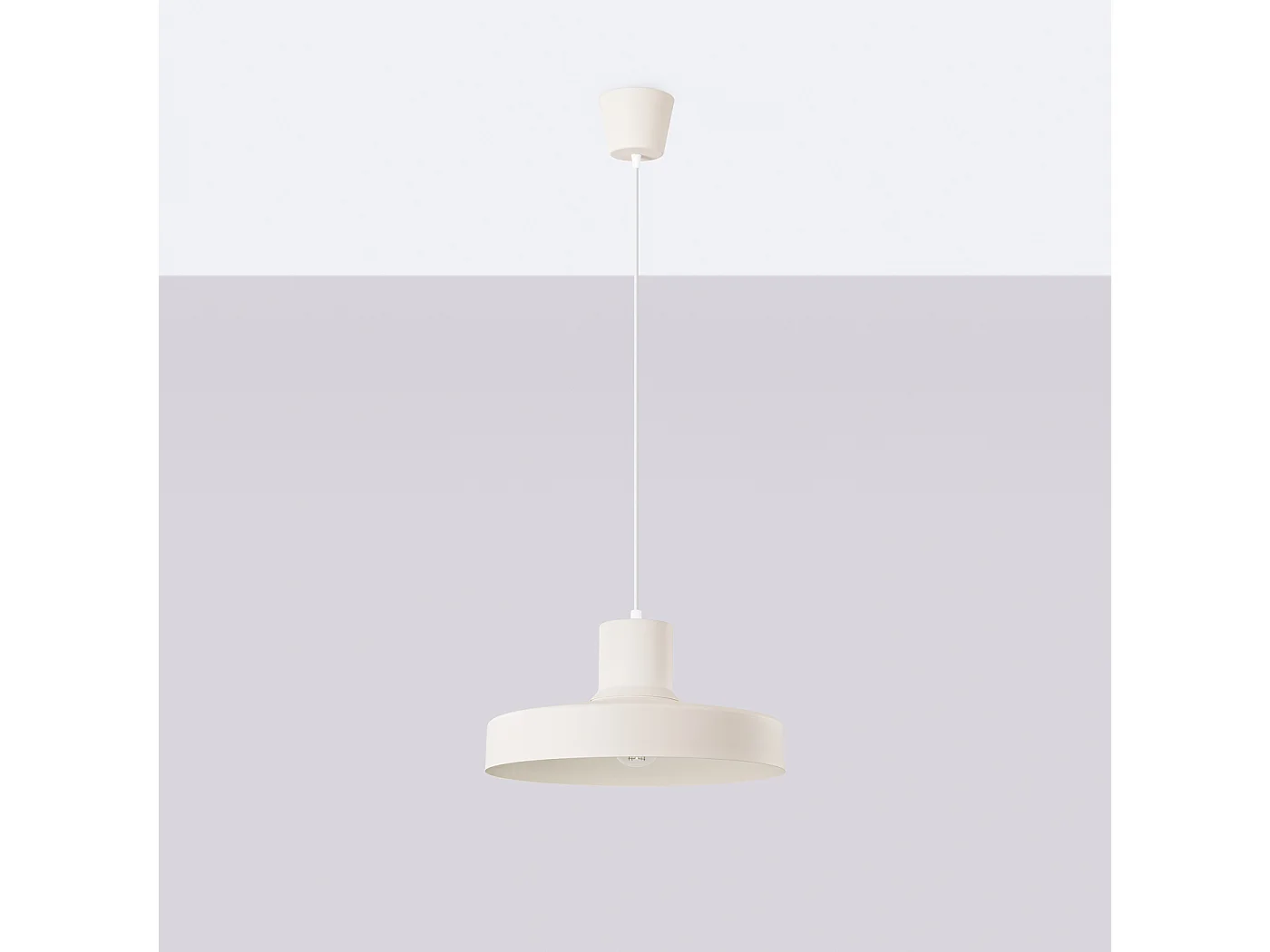 Lampe À Suspension Bilo Moderne En Acier - 1 Sources Lumineuses - L.35 X H.120 Cm - Beige
